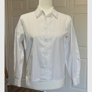 Yves St Clair Sz 4P white embroidered button front top blouse, long sleeves